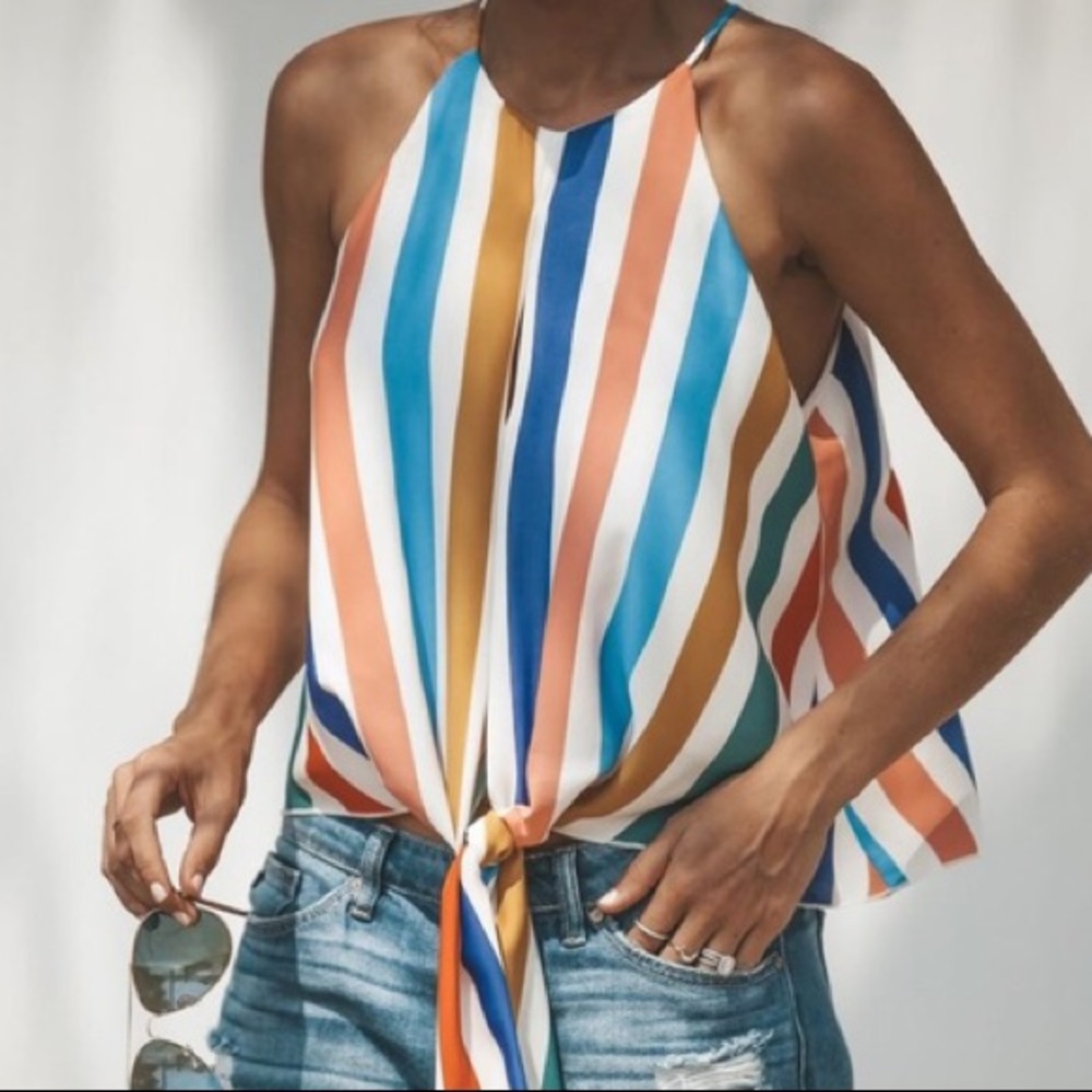 Striped tie tank top